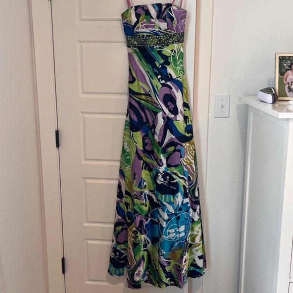 Colorful Strapless Maxi Dress Size XS/S, Y2K - Picture 2 of 7